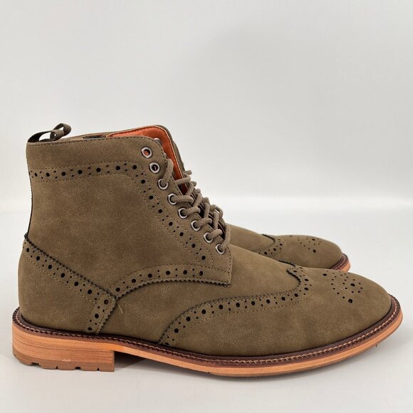 Madden REMPPR Wingtip Boots Size 9.5 Olive Suede Brogue Zip Lace-Up Ankle Boot main image 13